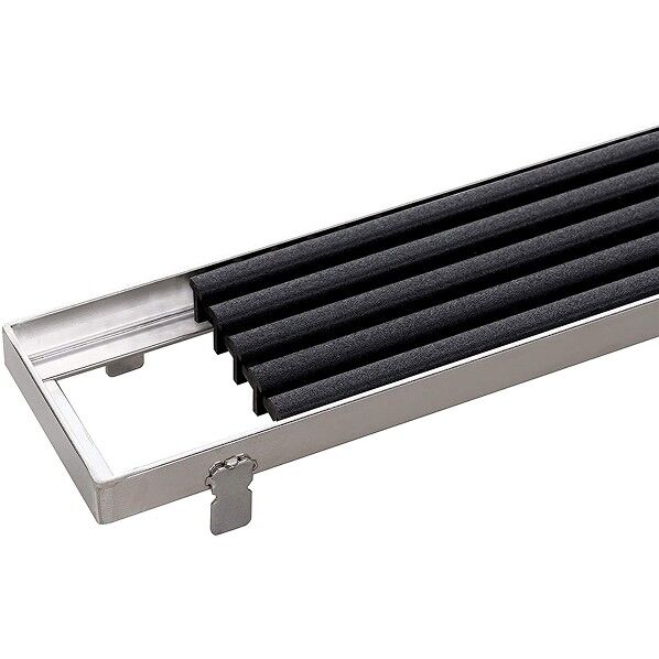 屋内外兼用ノンスリップ樹脂グレーチング フォルテ スリットタイプ 通常枠(アンカー付) ダークグレー