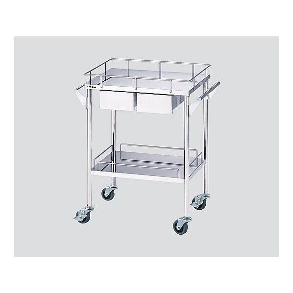 ステンレスグリーンカート(静音タイプ) 2段 引出付(2個) 720×450×835mm 3-4087-11 1