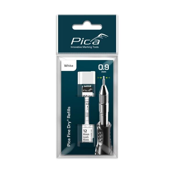 建築用シャープペンシルFine Dry用丸芯0.9mm 白 ブリスターパック 7032SB 12本