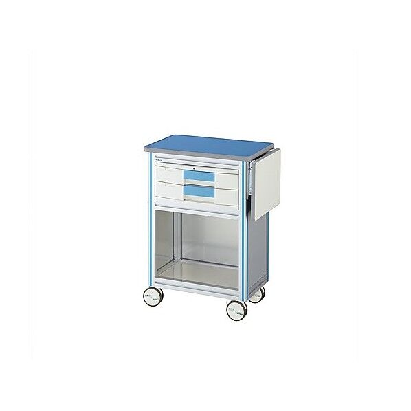 ヨーロピアンカートII(補助天板付き・回診タイプ) 2段ブルー 630×400×855mm 8-5884-01 1