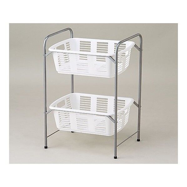 脱衣カゴワゴン・ラック2段式 キャスター無し ホワイト 8-5958-01 1