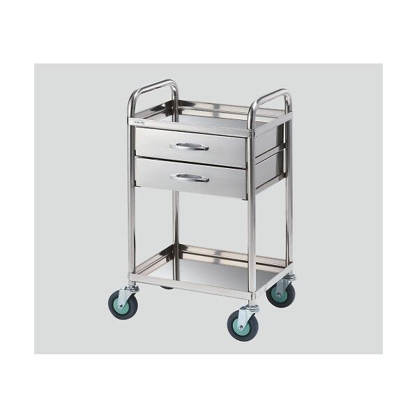 とっても静かな枠付き回診車(2段引出し) 2段 453×353×802 8-6457-01 1