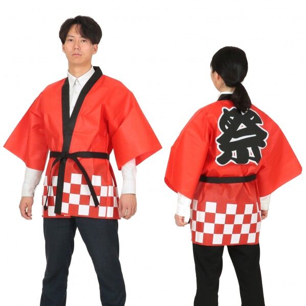 カラー不織布ハッピ祭(L) 赤