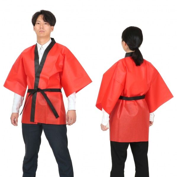 カラー不織布ハッピ大人用L赤 1360 1