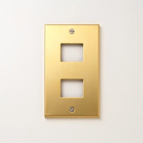 真鍮 コンセントプレート 1連2口用