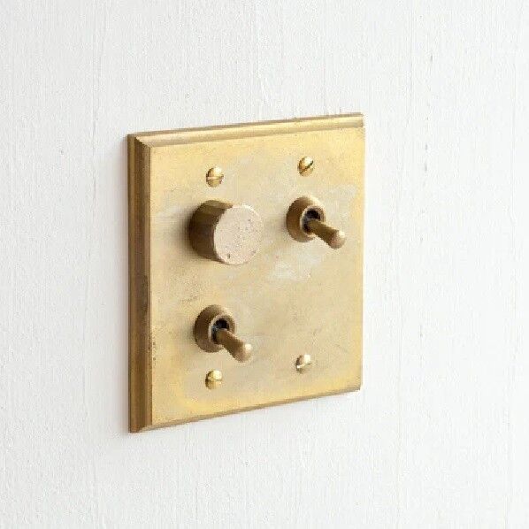 真鍮鋳造 スイッチプレート 3口 調光1か所 受注生産品