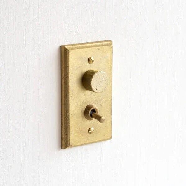 真鍮鋳造 スイッチプレート 2口 調光1か所 受注生産品