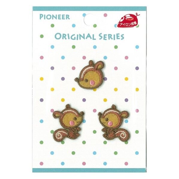 パイオニア オリジナルワッペン 動物 リス 3枚入
