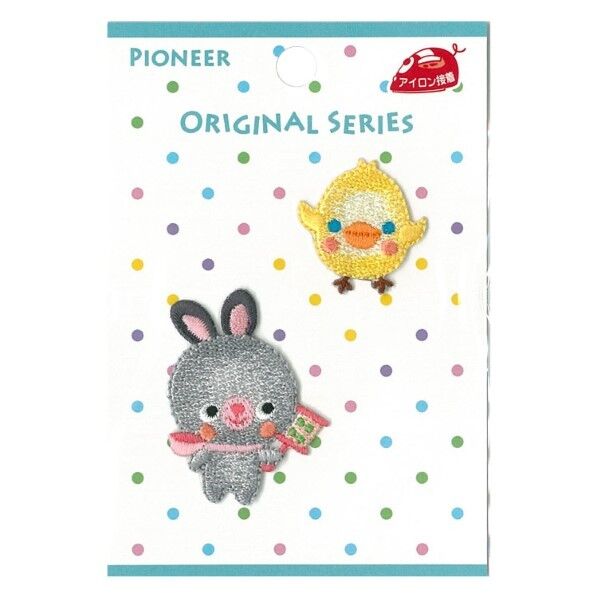 パイオニア オリジナルワッペン 動物 うさぎとヒヨコ 2枚入