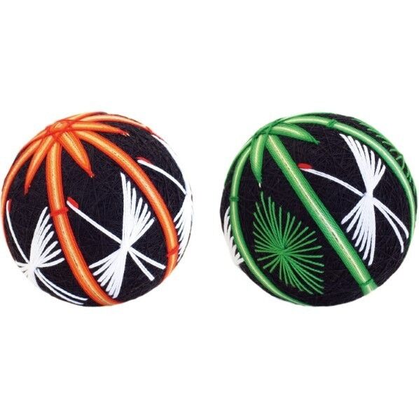 オリムパス製絲 手まりキット 朱竹と鶴･若竹と松 2個セット TM-12