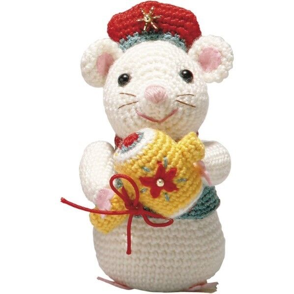 オリムパス製絲 干支編みぐるみキット 大黒天の白ねずみ 手作りキット MK-86