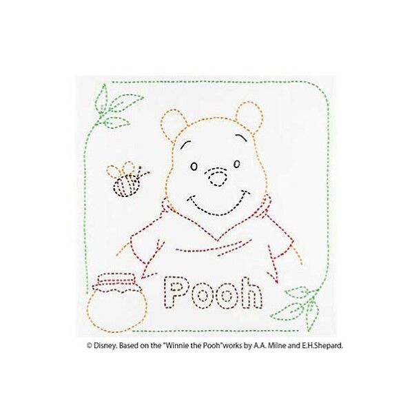 オリムパス製絲 刺し子キット ディズニー 花ふきん プーさん 白 229