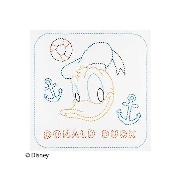 オリムパス製絲 刺し子キット ディズニー 花ふきん ドナルドダッグ 白 226