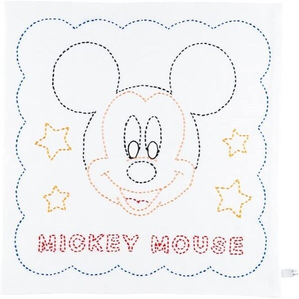 オリムパス製絲 刺し子キット ディズニー 花ふきん ミッキー 白 224