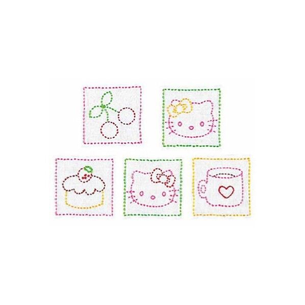 オリムパス製絲 刺し子キット ハローキティコースター 白 210