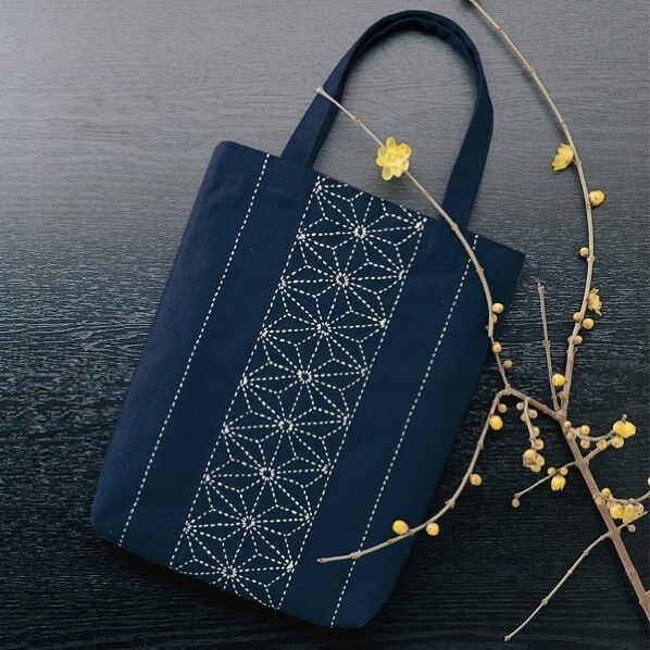 オリムパス製絲 刺し子キット バッグ 紺 172