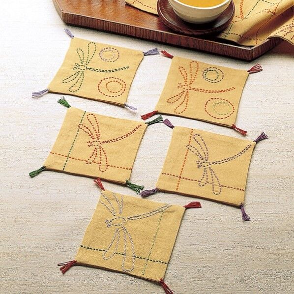 オリムパス 160 刺し子キット コースター 茜とんぼ