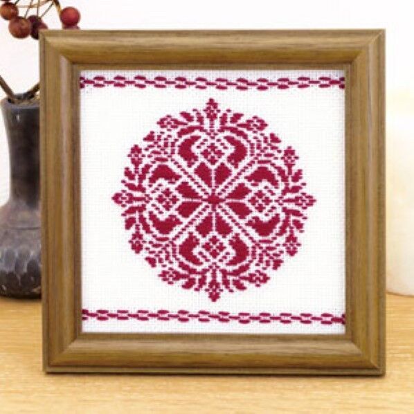 オリムパス製絲 こぎんキット こぎん刺し インテリアフレーム 白 こぎん59