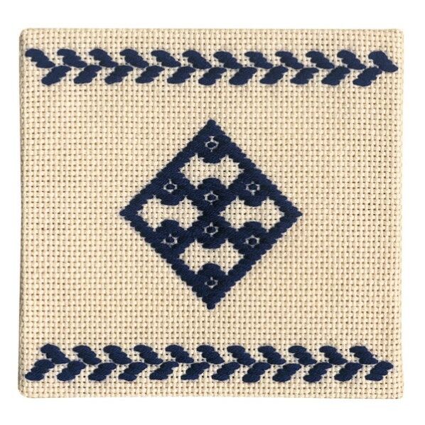 オリムパス製絲 こぎん刺製作キット コースター（紺）20