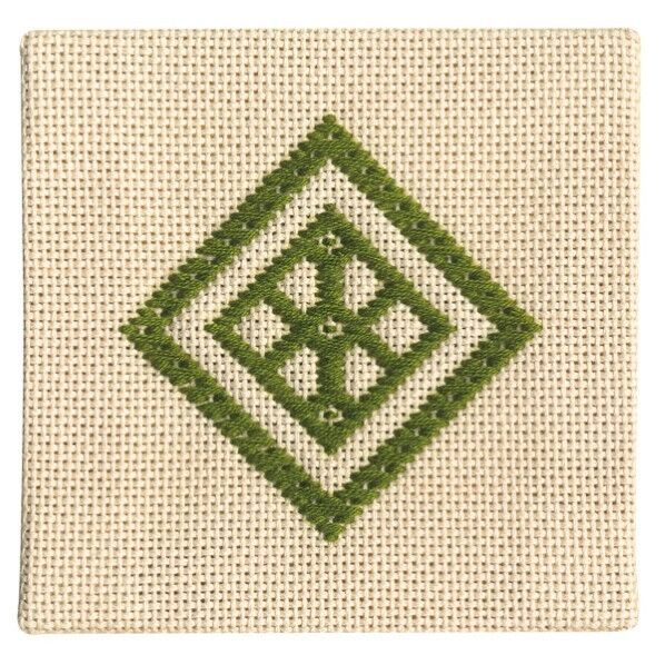 オリムパス製絲 こぎん刺製作キット コースター（緑）19