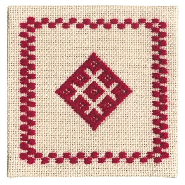 オリムパス製絲 こぎん刺製作キット コースター（赤）18