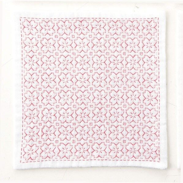 オリンパス 刺し子ハンカチ iine(イーネ) 桜の花 約横20cm×縦20cm OLY-HK-5