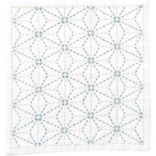 オリンパス 刺し子ハンカチ iine(イーネ) 麻の葉 約横20cm×縦20cm OLY-HK-1