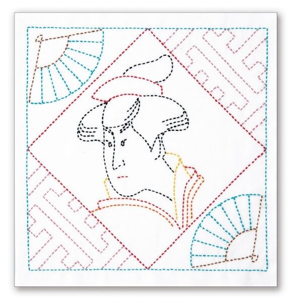 オリムパス製絲 刺し子キット 日本 文化柄 花ふきん 浮世絵 美人画 SK-395