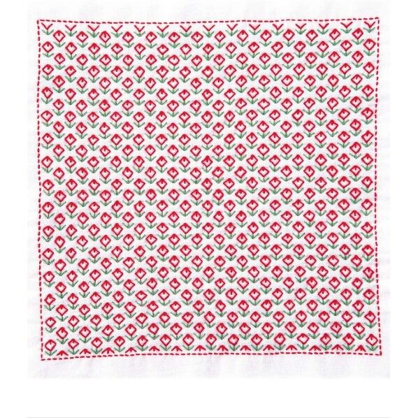 オリンパス 一目刺しの花ふきん 刺し子キット お花畑 約横34cm×縦34cm OLY-SK-387