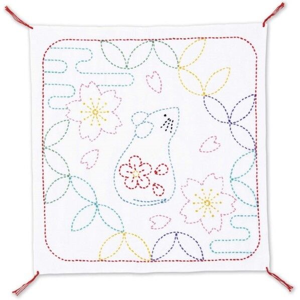 オリムパス製絲 干支刺し子キット ねずみと七宝つなぎ 手作りキット SK-383