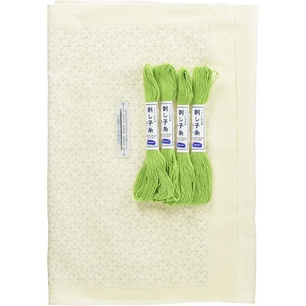 オリムパス製絲 刺し子キット 一目刺しの花ふきん クロスつなぎ 約33cm×33cm SK-363