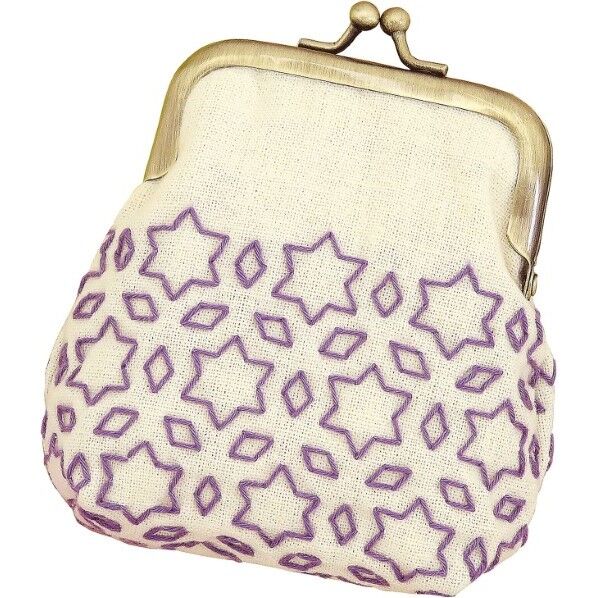 オリムパス製絲 刺し子キット 一目刺しのがまぐちポーチ 生成 SK-320