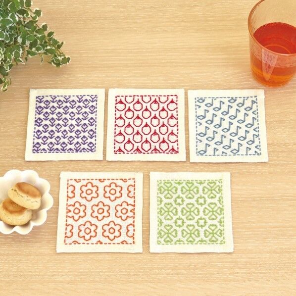 オリムパス製絲 刺し子キット 一目刺しのコースター SK-315