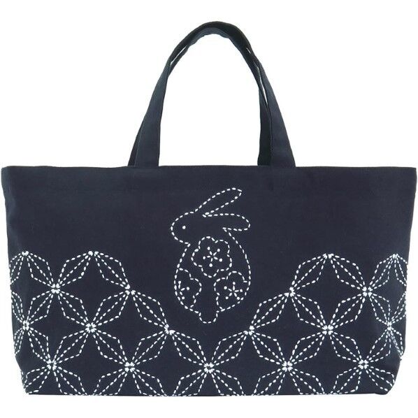 オリムパス製絲 刺し子キット ミニトートバッグ うさぎと花菱 SK310