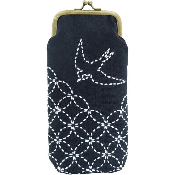 オリムパス製絲 刺し子キット がまぐちポーチ つばめと七宝つなぎ SK308