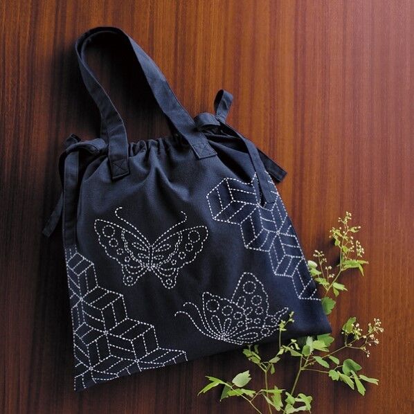 オリムパス製絲 刺し子ショルダーバッグ製作キット(蝶と寄木)/257