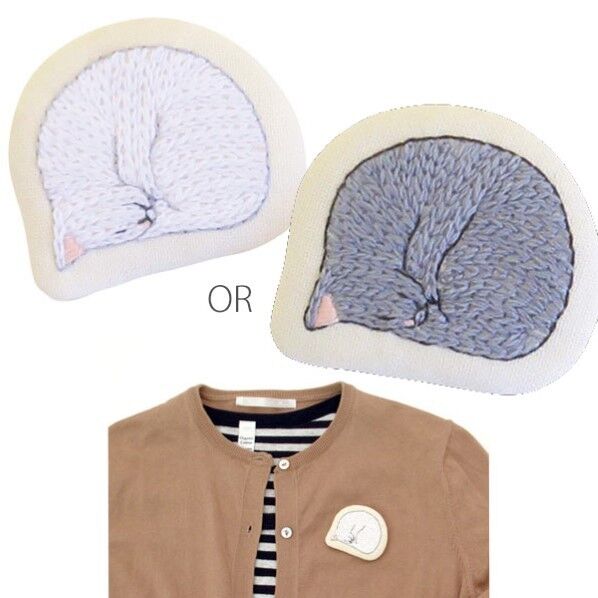 オリムパス製絲 ししゅうキット フランス刺しゅうキット ブローチ お昼寝ニャンコ 9069