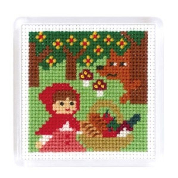 オリムパス製絲 クロスステッチ 刺しゅうキット ものがたりシリーズ マグネット 白 9058