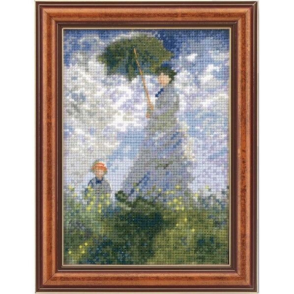 オリムパス クロスステッチ刺繍キット「日傘をさす女」 モネ作