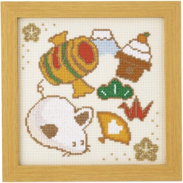 オリムパス製絲 干支ししゅうキット 幸せねずみ 手作りキット K-7515