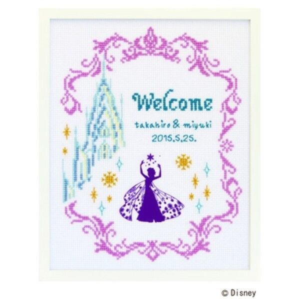 オリムパス製絲 クロスステッチ 刺しゅうキット ディズニー ウェルカムボード 白 7468