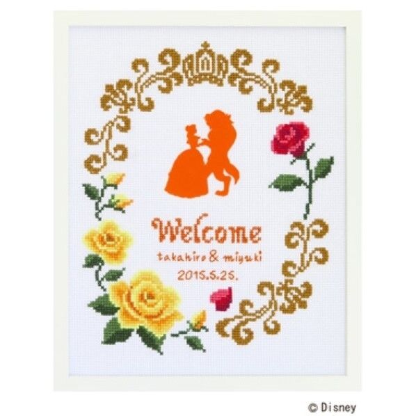 オリムパス製絲 クロスステッチ 刺しゅうキット ディズニー ウェルカムボード 白 7466