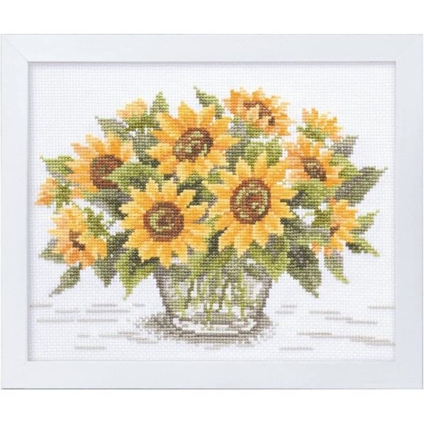 オリムパス製絲 クロスステッチ 刺しゅうキット フラワーガーデン やさしい花刺しゅう額 白 7287