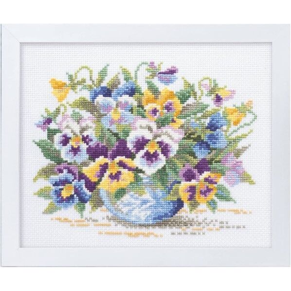 オリムパス製絲 クロスステッチ 刺しゅうキット フラワーガーデン やさしい花刺しゅう額 白 7285