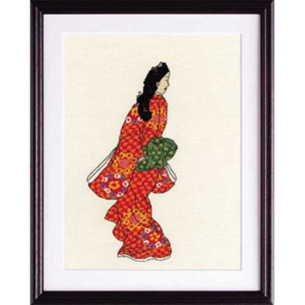 オリムパス製絲 クロスステッチ 刺しゅうキット 日本の美 名作選 図 菱川師宣作 ベージュ 7184