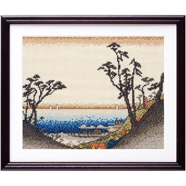 オリムパス製絲 クロスステッチ 刺しゅうキット 広重画 東海道五拾三次 汐見阪図 ベージュ 7142