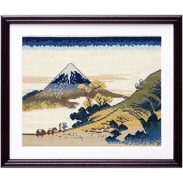 オリムパス製絲 クロスステッチ 刺しゅうキット 北斎画 富嶽三十六景 ベージュ 7138