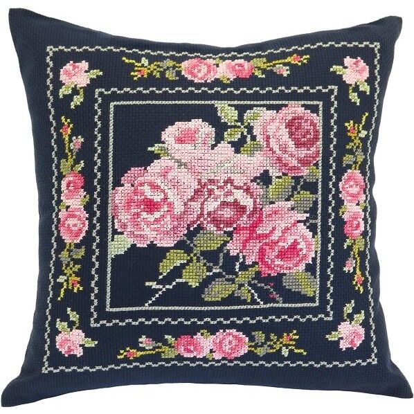 オリムパス製絲 クロスステッチ 刺しゅうキット クッション 紺 5894