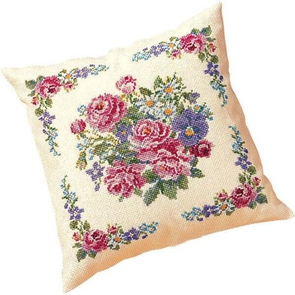 オリムパス製絲 クロスステッチ 刺しゅうキット クッション ベージュ 5859