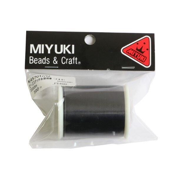 ミユキ産業 MIYUKI ビーズステッチ糸 #40/徳用約500m巻 K4570T/12 黒 K4570T-12 1枚